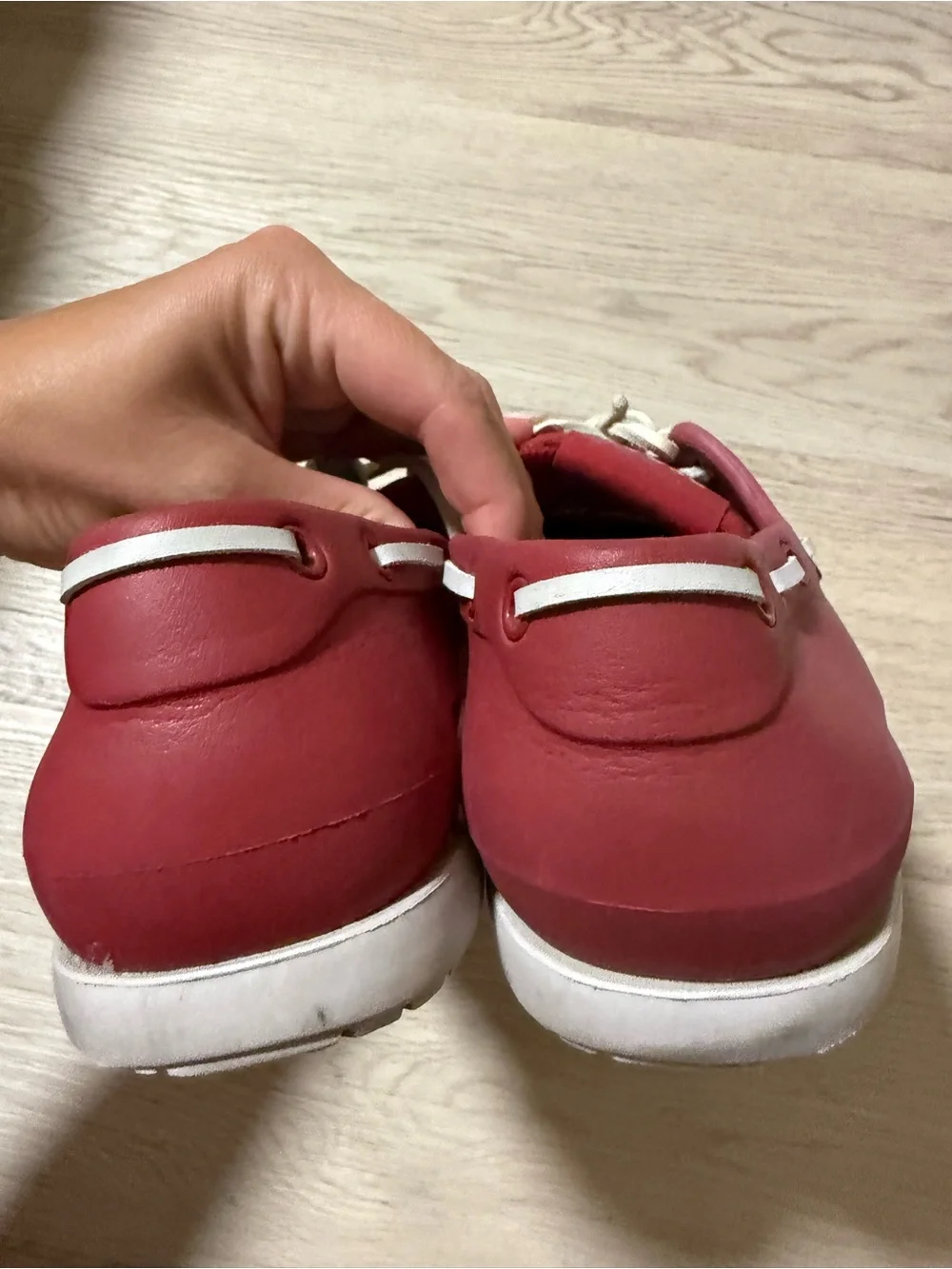 Crocs Boulder Colorado Red White Slip On Mens Size 8/Womens Size 10 Boat Shoes